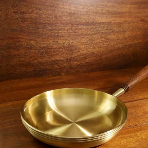 Arra Brass Fry Pan with Wooden Handle