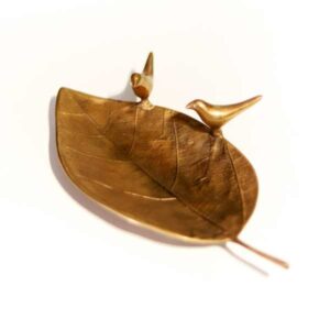 Brass Leaf with Birds