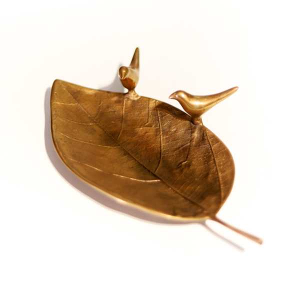 Brass Leaf with Birds