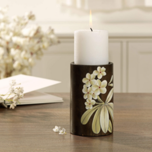 Frangipani Wooden Candle Holder (Large)