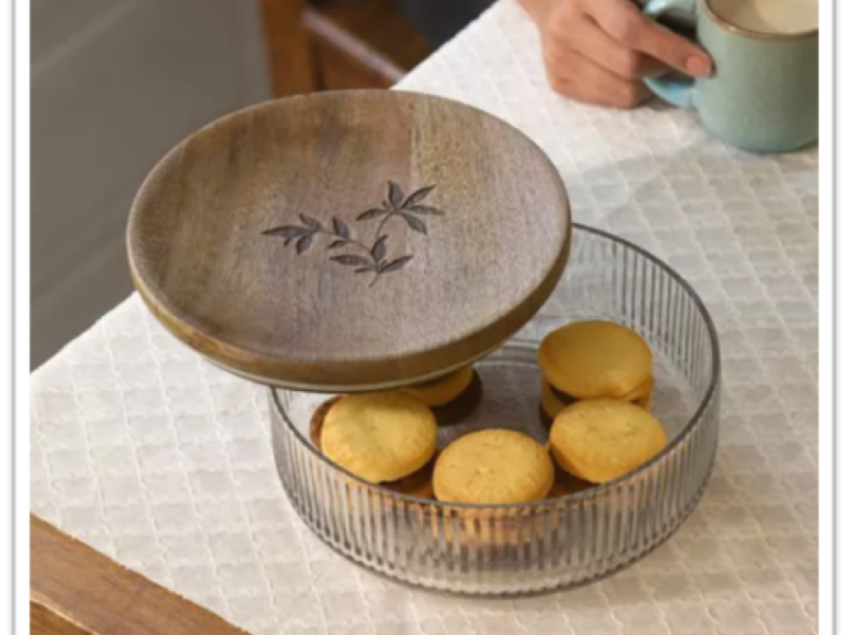 A Touch of Elegance: Glass Roti Box with Wooden Lid