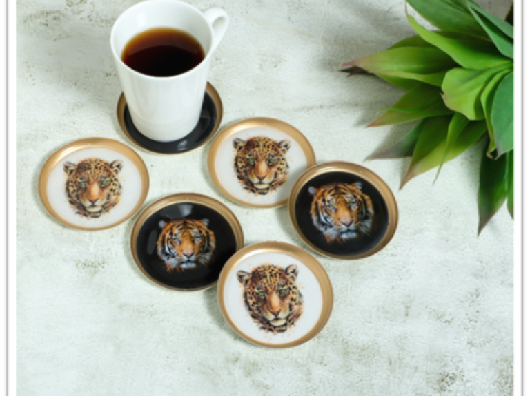 Add a unique touch to your tabletop with these amazing, hand-painted iron coasters!
